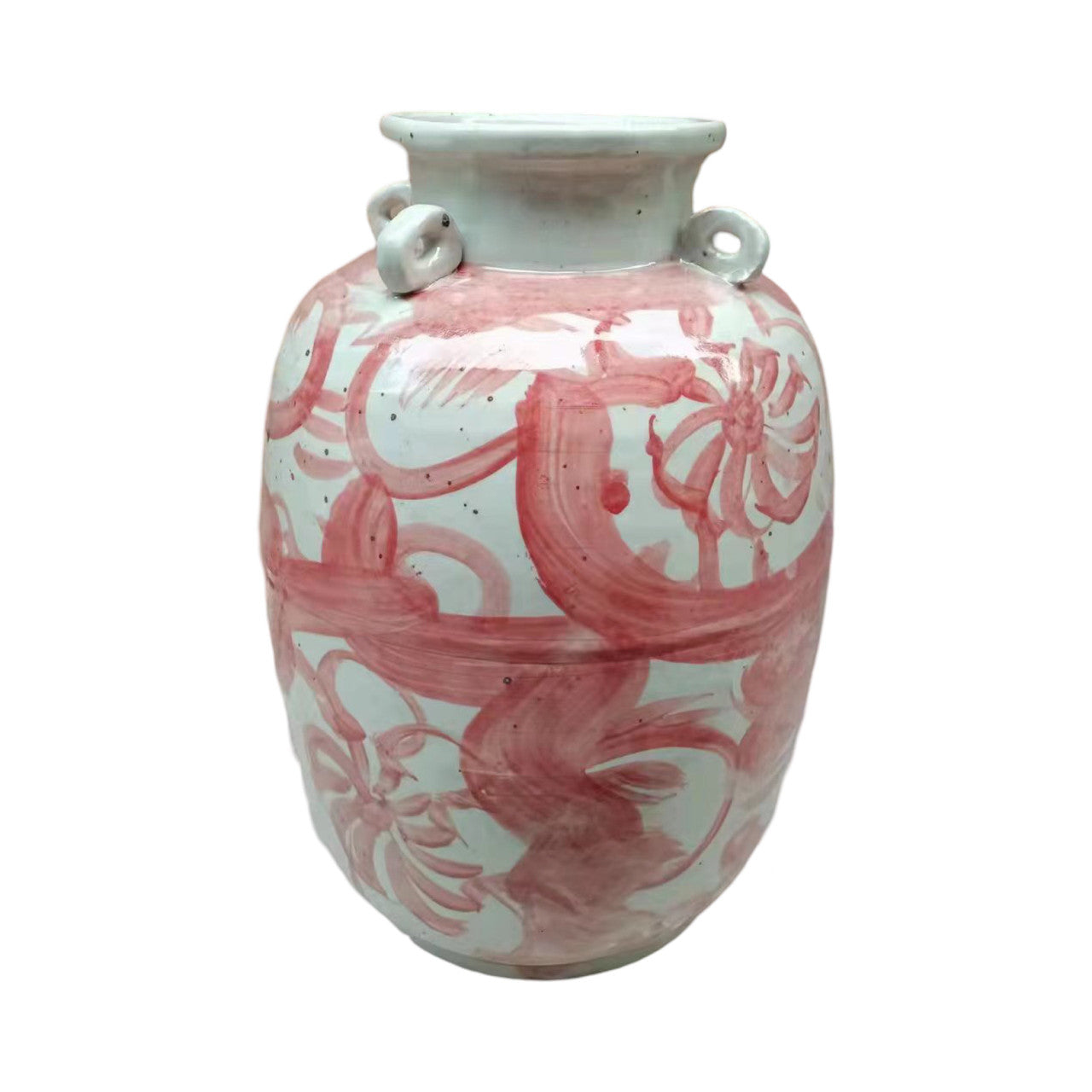 Coral & White Twisted Blooms Jar