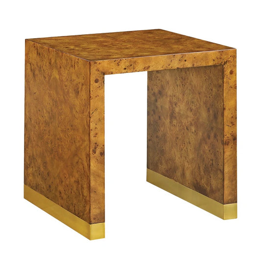 Burl Side Table w/ Glass Top