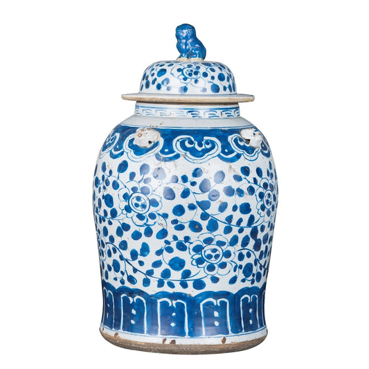 Blue & White Curly Vine Ginger Jar